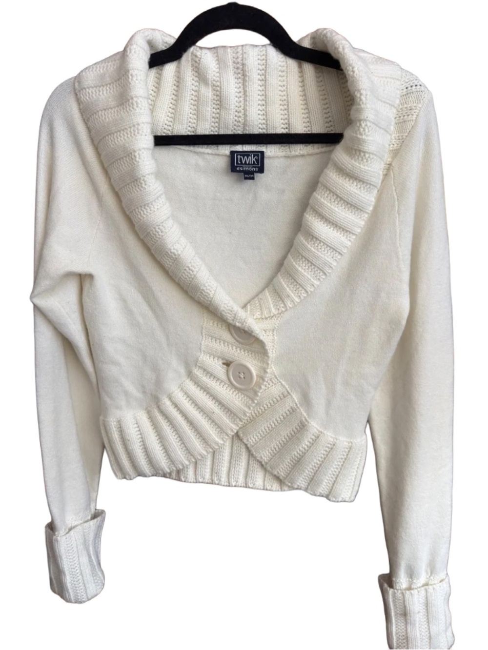 Twik by Simons Y2K Cream Shawl Collar Cardigan Sweater Size M